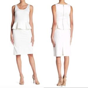 Alice + Olivia Classic Off White Sleeveless Peplum Sheath Dress Size 12